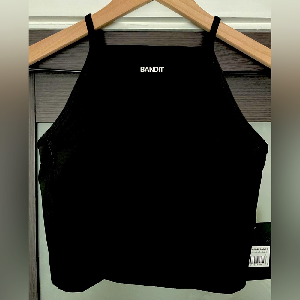 Bandit Running Women’s Stamina Pocket Nova Crop Top Tank Black Sz Small